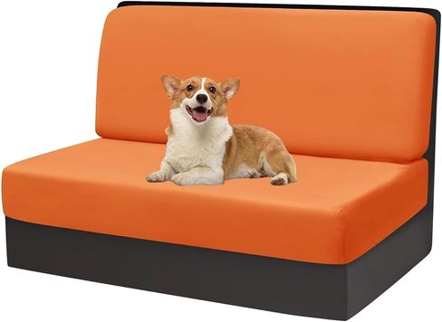 Rv Cushion Covers Dinette Booth Seats, Velvet Couch Covers Rv Stretch Sofa Seat Slipcover Rv Bench Seat Covers for Dinette (Orange) in Saudi Arabia