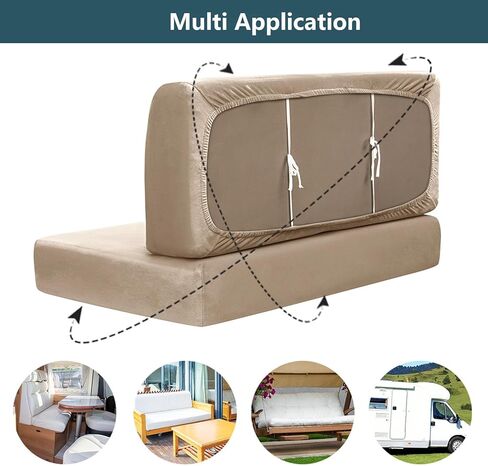 Rv Cushion Covers Dinette Booth Seats, Velvet Couch Covers Rv Stretch Sofa Seat Slipcover Rv Bench Seat Covers for Dinette (Orange) in Saudi Arabia