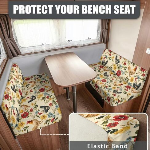 أغطية مقاعد مقاعد RV لحجرة طعام صغيرة - غطاء أريكة عباد الشمس الدجاج RV قابل للتمدد لملحقات RV Camper Universal RV غطاء كرسي أريكة بديل للأثاث غير قابل للانزلاق للرجال والنساء in Kuwait