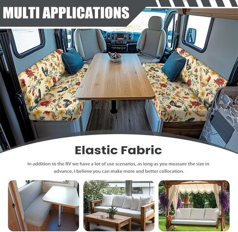 أغطية مقاعد مقاعد RV لحجرة طعام صغيرة - غطاء أريكة عباد الشمس الدجاج RV قابل للتمدد لملحقات RV Camper Universal RV غطاء كرسي أريكة بديل للأثاث غير قابل للانزلاق للرجال والنساء in Kuwait
