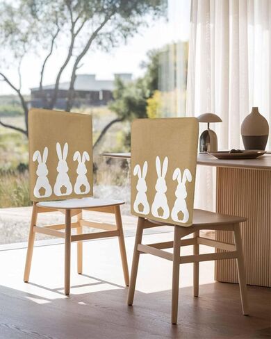 Dining Room Chair Covers Back Slipcover Set of 4, Easter Bunny Rabbit Animal Stretch Chair Protector for Kitchen Hotel Restaurant Home Decor Removable Washable Chair Slipcover in Kuwait