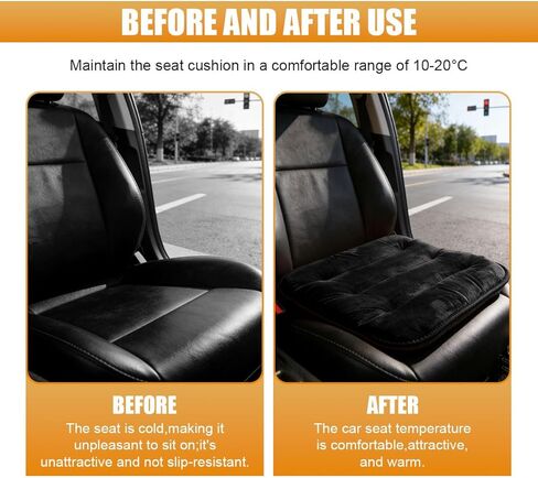 Car Seat Cushion, Breathable Soft Auto Front Seats Protector Pad for Comfortable Driving, Warm Vehicle Interior Driver Seat Non-Slip Decorative Accessory for Most Cars (Black) in Saudi Arabia