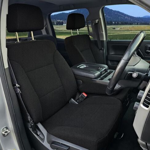 Jokuye High Density Heavy Duty Cloth Front Seat Covers for Chevy Silverado GMC Sierra 1500 2014 2015 2016 2017 2018 Foam Padded-Black in Saudi Arabia