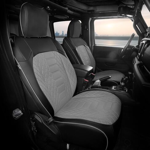 أغطية مقاعد FREESOO لسيارة Jeep Wrangler JK 4 Door 2013 2014 2015 2016 2017 1:1 أغطية مقاعد مخصصة من الجلد الصناعي - أحمر in Kuwait