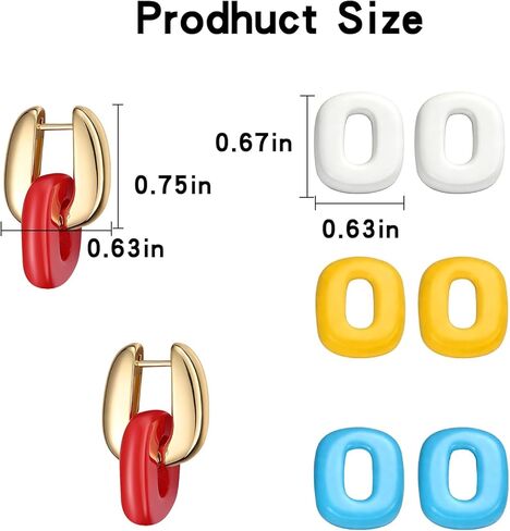VOJO Chunky Huggie Hoop Earrings 14K Gold Plated Surgical Stainless Steel for Women, DIY Customizable Set with 4 Pairs Multi-Color Removable Charms, Small Thick Polished Gold Hoops, Hypoallergenic in Kuwait