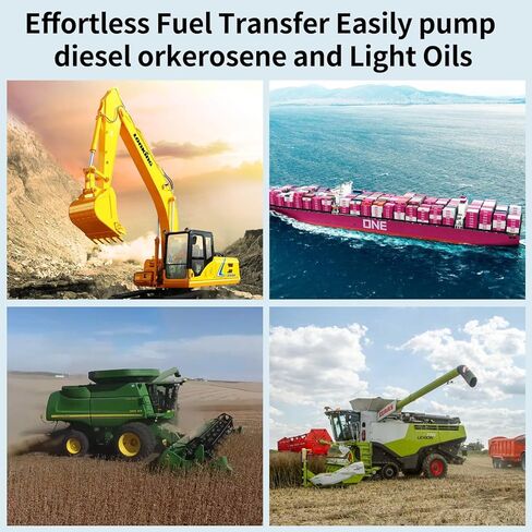 Diesel Transfer Pump Kit,12 GPM DC 12V Portable Self-Priming Fuel Transfer Pump W/Manual Nozzle,6.6 FT & 13 FT Fuel Hose,Filter Used for Diesel, Kerosene,Light Oil,NPT Threads Fittings in Kuwait