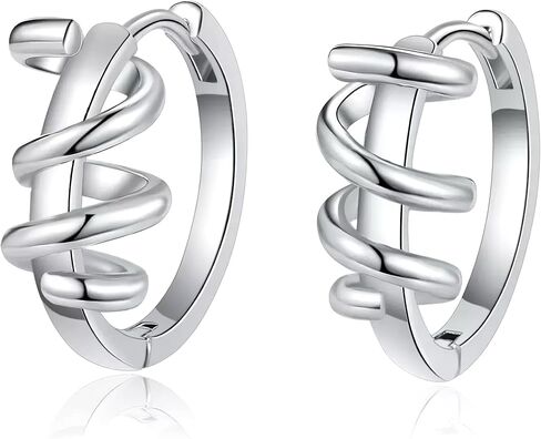 مجموعة أقراط دائرية ملتوية باللونين الذهبي والفضي للنساء، حلقة هاجي بعقدة مضفرة مكتنزة، بيان معدني عصري in Kuwait