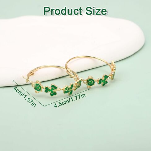 St. Patrick's Hoop Earrings for Women, Shiny Enamel Green Shamrock Earrings Festive Saint Patrick's Lucky Jewelry for Mardi Gras Carnival Irish Party Accessories Supplies in Saudi Arabia