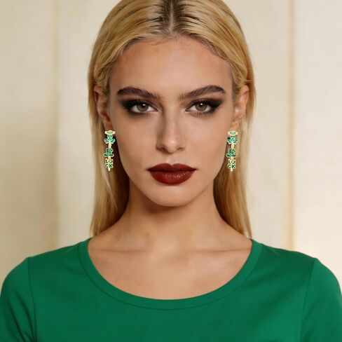 St. Patrick's Hoop Earrings for Women, Shiny Enamel Green Shamrock Earrings Festive Saint Patrick's Lucky Jewelry for Mardi Gras Carnival Irish Party Accessories Supplies in Saudi Arabia