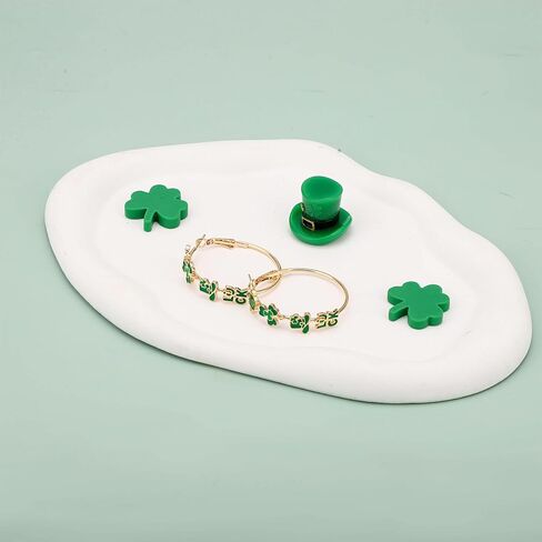 St. Patrick's Hoop Earrings for Women, Shiny Enamel Green Shamrock Earrings Festive Saint Patrick's Lucky Jewelry for Mardi Gras Carnival Irish Party Accessories Supplies in Saudi Arabia