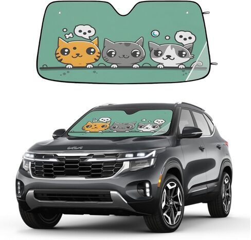 Cartoon Cat Sky Sun Visor for Car Windshield Sun Shade Blocks UV Rays Suns Visor Protector Car Window Shades for Cars 51x27.5 in Truck SUV Auto Sunshades in Saudi Arabia
