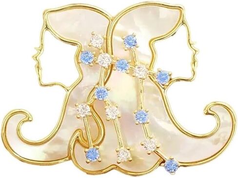 بروش كوكبة زودياك للنساء، دبوس بروش كريستال بعلامة التنجيم 12، هدية عيد ميلاد فريدة in Kuwait