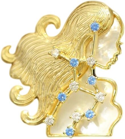 Zodiac Constellation Brooch for Women, 12 Astrology Sign Crystal Brooch Pin, Unique Birthday Gift in Saudi Arabia