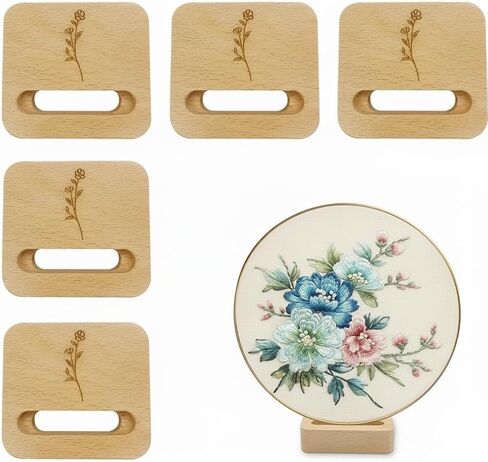 GeryVtee 6 Pcs Embroidery Hoop Stand Small Embroidery Hoop Holder Embroidery Hoop Wooden Base Embroidery Hoop Display Stand for Embroidery Cross Stitch Hoop Accessories Decor(Triangle) in Kuwait