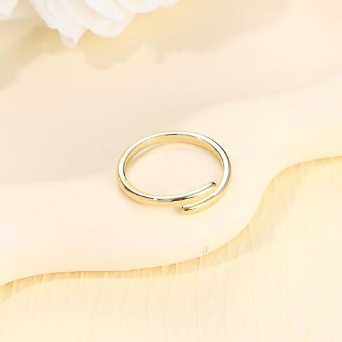 14K Gold Plated Ring for Women Stylish Copper Band Open Twist Adjustable Ring Wedding Jewelry for Women Comfortable Everyday Wear Size 16 in Saudi Arabia