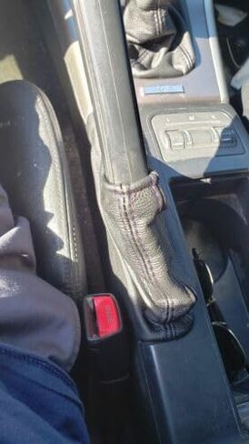 Genuine Leather Emergency Brake Boot Cover in Black Stitch Compatible with Subaru Legacy 4 BL 2003 2004 2005 & Compatible with Subaru Outback 2005 2006 2007 2008 2009 2010 (Made in USA) in Saudi Arabia