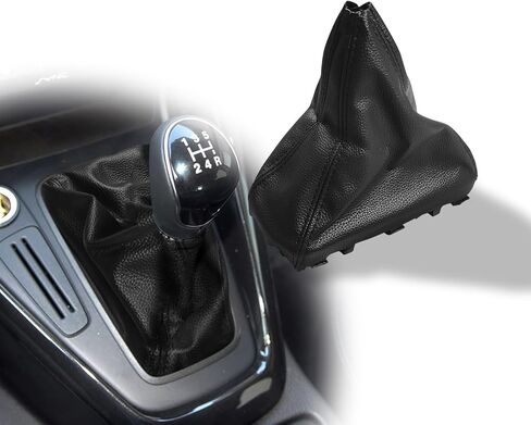 Shift Knob Dust Cover Compatible with Ford Focus 2015-2018, Leather Shifter Lever Knob Boot Protector, Dustproof Gear Shift Cover Interior Decor Car Accessories (Black) in Kuwait