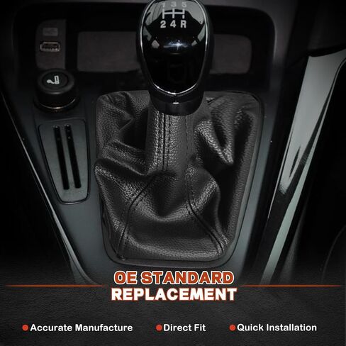 Shift Knob Dust Cover Compatible with Ford Focus 2015-2018, Leather Shifter Lever Knob Boot Protector, Dustproof Gear Shift Cover Interior Decor Car Accessories (Black) in Kuwait