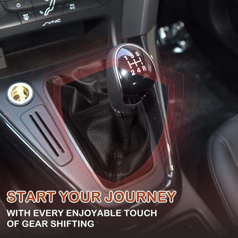 Shift Knob Dust Cover Compatible with Ford Focus 2015-2018, Leather Shifter Lever Knob Boot Protector, Dustproof Gear Shift Cover Interior Decor Car Accessories (Black) in Kuwait