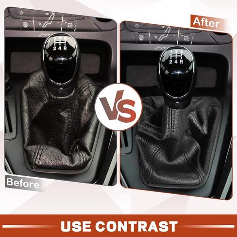 Shift Knob Dust Cover Compatible with Ford Focus 2015-2018, Leather Shifter Lever Knob Boot Protector, Dustproof Gear Shift Cover Interior Decor Car Accessories (Black) in Kuwait