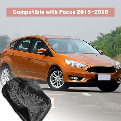 Shift Knob Dust Cover Compatible with Ford Focus 2015-2018, Leather Shifter Lever Knob Boot Protector, Dustproof Gear Shift Cover Interior Decor Car Accessories (Black) in Kuwait