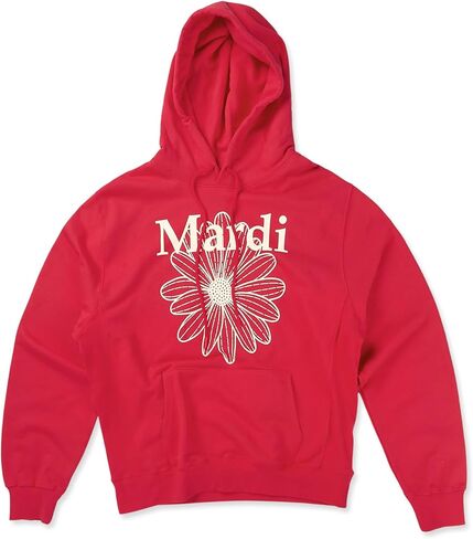 سترة بقلنسوة FlowerMardi كبيرة الحجم للنساء - بلوفر برسومات قطنية 100% (الولايات المتحدة، ألفا، كبير، عادي، طويل، أحمر عاجي) in Saudi Arabia