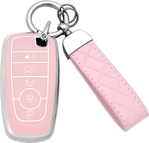 GripKeyShell™ for Ford Key Fob Cover with Keychain TPU Full Protection Car Key Case for Ford Explorer Fusion Escape Edge Maverick Mustang Bronco F150-F550 (Pink) in Saudi Arabia