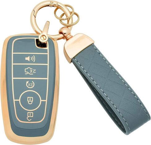 GripKeyShell™ لغطاء Ford Key Fob مع سلسلة مفاتيح TPU للحماية الكاملة لمفتاح السيارة لسيارة Ford Explorer Fusion Escape Edge Maverick Mustang Bronco F150-F550 (وردي) in Kuwait
