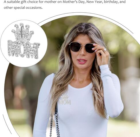 Mother's day Pin Crown Brooch Pin Mom Rhinestone Crystal Brooches Mom Casual Novelty Party Brooch Mothers Day Birthday in Kuwait