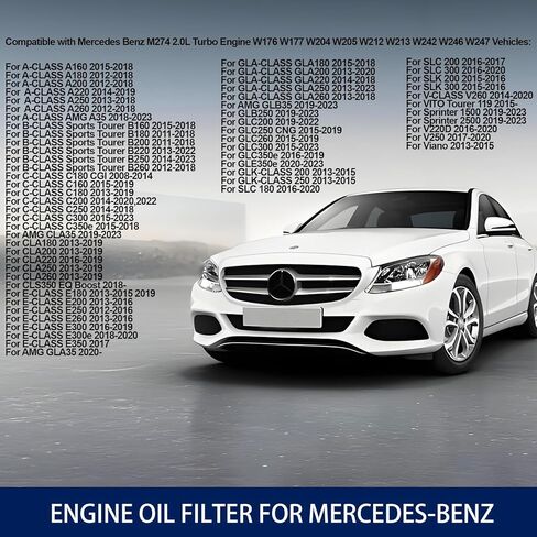 2701800109 فلتر زيت المحرك لمرسيدس بنز A220 C300 C350e CLA250 E300 E350 GLA250 GLC300 GLC350e، لـ Metris SLC300 SLK300 2.0L 1991CC in Saudi Arabia