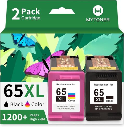 65XL Ink Cartridges Black/Color Combo Pack High-Yield Replacement for HP Ink 65 65XL Ink Cartridges use with HP Envy 5055 5052 5058 DeskJet 3755 2655 3752 3720 3722 3723 3758 2652 2622 2624 Printer in Kuwait
