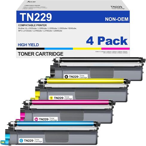TN229XL Toner Cartridges 4 Pack Compatible for Brother TN229 with MFC-L3720CDW MFC-L3780CDW MFC-L3765CDW MFC-L8395CDW HL-L3220CDW HL-L3280CDW HL-L3295CDW HL-L3300CDW HL-L8245CDW in Kuwait