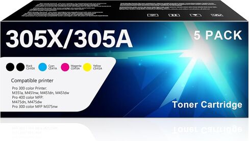 305X 305A High Yield Toner Cartridge with Chip Replacement for HP 305X 305A CE410X to Use with Pro 300 Color M451dn M451dw M351a M451nw MFP M375nw Pro 400 Color MFP M475dw M475dn Printer(5-Pack) in Kuwait
