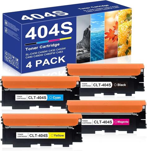 CLT-404S Toner Cartridges BK C M Y Replacement for Samsung 404S CLT-K404S CLT-C404S CLT-M404S CLT-Y404S Toner Compatible for C480FW C430W SL-C430W SL-C480FW SL-C480FN C480 SL-C482FW C483FW Printer in Kuwait