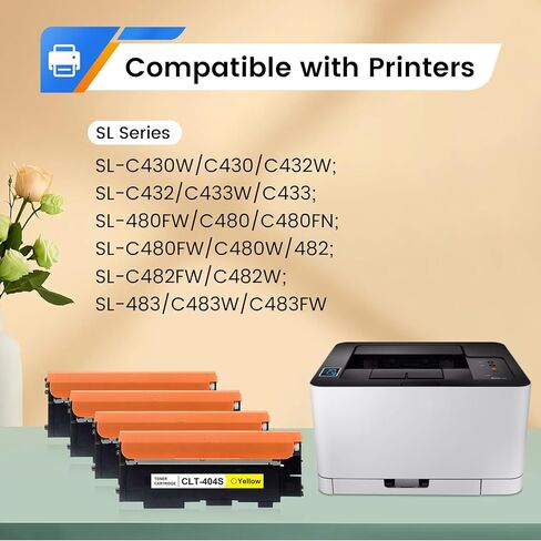 CLT-404S Toner Cartridges BK C M Y Replacement for Samsung 404S CLT-K404S CLT-C404S CLT-M404S CLT-Y404S Toner Compatible for C480FW C430W SL-C430W SL-C480FW SL-C480FN C480 SL-C482FW C483FW Printer in Kuwait