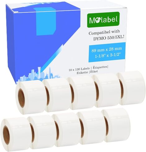 عنوان "العنوان والباركود" استبدال DYMO 30251 مع رقاقة (1-1/8 "× 3-1/2") [6 لفة/780 ملصقات] متوافق مع Dymo LabelWriter 450 ، 4XL ، 550،5XL in Kuwait