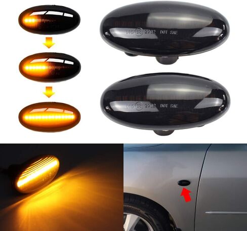 Hacreyatu For-Mazda 2 For Mazda 3 5 6 BT-50 MPV 2 قطعة LED ديناميكية بدوره إشارة الجانب ماركر ضوء الضوء الوامض المتسلسل (أصفر) in Saudi Arabia