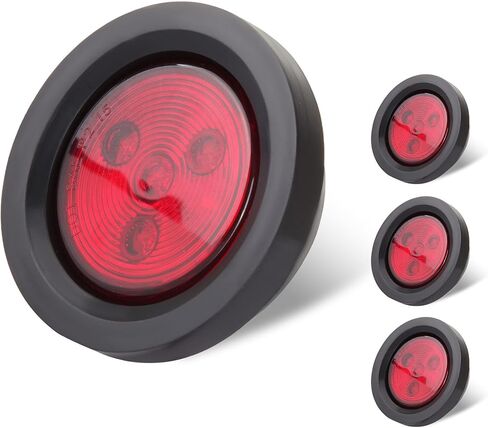 4pcs 2.5" Round Led Trailer Lights Red 4 LED Side Marker and Clearance Marker Lights Sealed Flush Mount w/Plug & Grommet Truck RV Waterproof in Saudi Arabia
