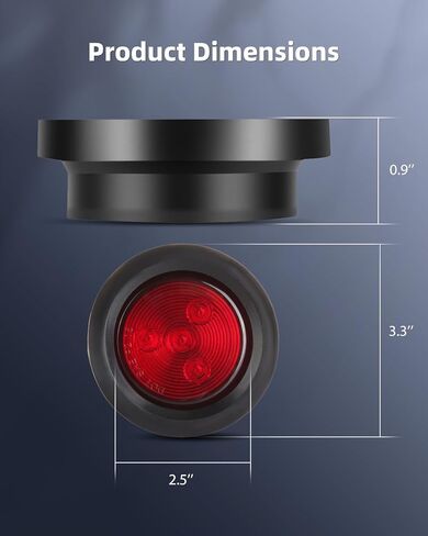 4pcs 2.5" Round Led Trailer Lights Red 4 LED Side Marker and Clearance Marker Lights Sealed Flush Mount w/Plug & Grommet Truck RV Waterproof in Saudi Arabia