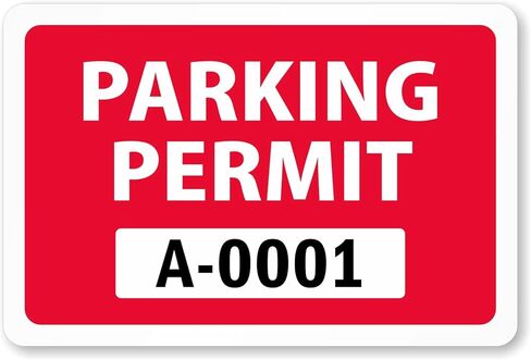 SmartSign (50-Pack) Red Sequentially Numbered Parking Permit Window Cling Repositionable Labels - 3" x 2", 3.6 mil thick Polyester Permits for Inside of Car Windshield, Vertical Header, Made in USA in Kuwait