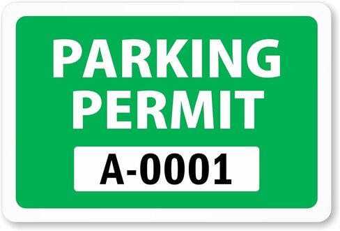 SmartSign (50-Pack) Red Sequentially Numbered Parking Permit Window Cling Repositionable Labels - 3" x 2", 3.6 mil thick Polyester Permits for Inside of Car Windshield, Vertical Header, Made in USA in Saudi Arabia