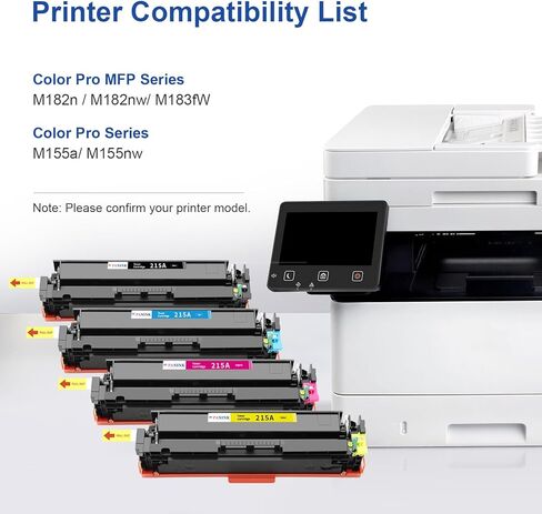 خراطيش حبر 215A متوافقة مع أحدث شريحة، بديلة لخراطيش مسحوق الحبر HP 215A المكونة من 4 عبوات، W2310A تعمل مع طابعات HP Color Pro MFP M182nw، MFP M183fw، M182 M183 M155 - 4 عبوات in Saudi Arabia