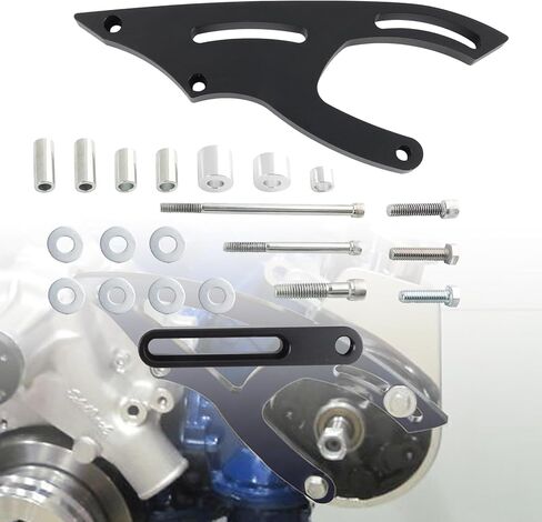 دعامة توجيه كهربائية قابلة للتعديل على شكل حرف V لمضخة ساجيناو متوافقة مع محرك Ford 289 302 1965-1969 موستانج باستخدام الحاسب الآلي مصنوع من الألومنيوم الخام باللون الأسود المؤكسد in Kuwait