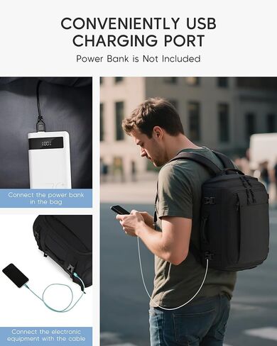 40x30x20 cm Travel Bag Personal Item Ryanair Approved Backpack Expandable to 40x30x25cm Carry On Underseat with USB Charging Port, Beige in Saudi Arabia