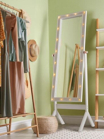 LUXFURNI Full Length Mirror With Stand, Full Body for Bedroom, Floor Cheval With Lights, Free Standing in Kuwait