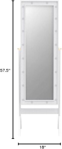 LUXFURNI Full Length Mirror With Stand, Full Body for Bedroom, Floor Cheval With Lights, Free Standing in Kuwait