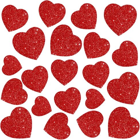 45Pcs Valentine's Day Paper Cut-Outs with Glue Points Red Pink Purple Glitter Heart Shape Cutouts Bulletin Board Decor for DIY Craft Art School Home Party Favor Supplies in Saudi Arabia