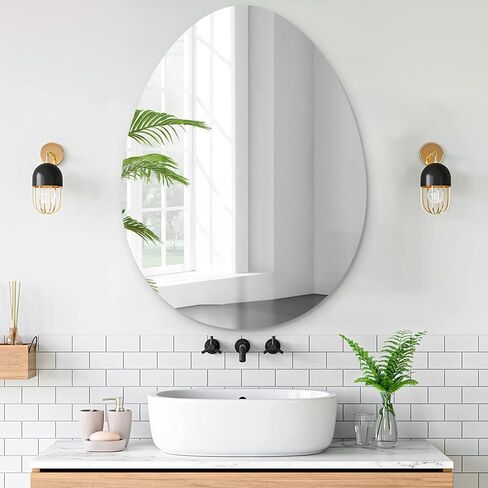 مرآة حمام بدون إطار من VASUHOME Drop، مرآة زينة حائط مقاس 28 × 36 بوصة، مرايا كبيرة مثبتة على الحائط للحمام وغرفة المعيشة وغرفة النوم in Kuwait