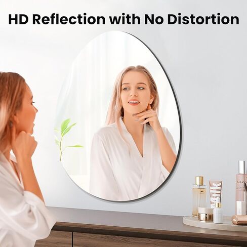 مرآة حمام بدون إطار من VASUHOME Drop، مرآة زينة حائط مقاس 28 × 36 بوصة، مرايا كبيرة مثبتة على الحائط للحمام وغرفة المعيشة وغرفة النوم in Kuwait