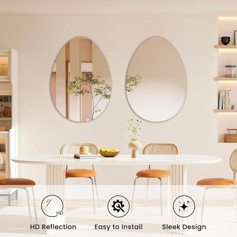 مرآة حمام بدون إطار من VASUHOME Drop، مرآة زينة حائط مقاس 28 × 36 بوصة، مرايا كبيرة مثبتة على الحائط للحمام وغرفة المعيشة وغرفة النوم in Kuwait